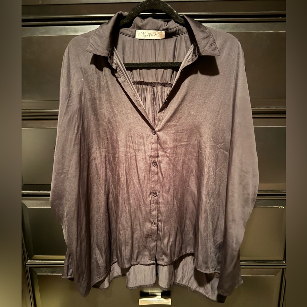 Black Silk Button-Up Blouse